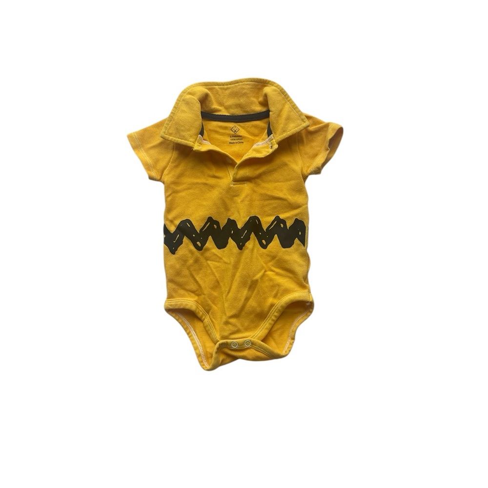 Yellow Baby Polo Onesie with Black Zigzag